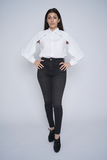 Cotton Slitted Sleeve Collar Shirt