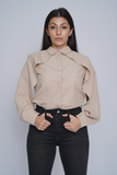 Cotton Slitted Sleeve Collar Shirt