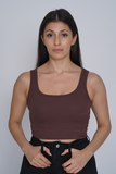 Brown Sleeveless Crop Top