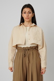 Beige Button Down Crop Top