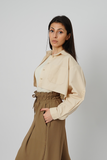 Beige Button Down Crop Top