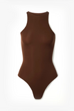 Dark Brown Sleeveless Crewneck Bodysuit