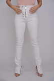 White Slitted Bootcut Jeans