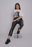 All Season Leather Track Pant & Cotton T Shirt