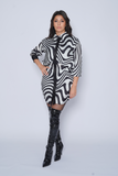 Satin Zebra Shirt Dress