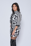 Satin Zebra Shirt Dress