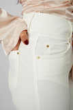 White Golden Buttoned Dress Pant